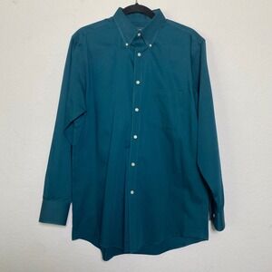 Arrow Classic Fit Teal Button Down Long Sleeve Mens Medium Wrinkle Free‎ Office